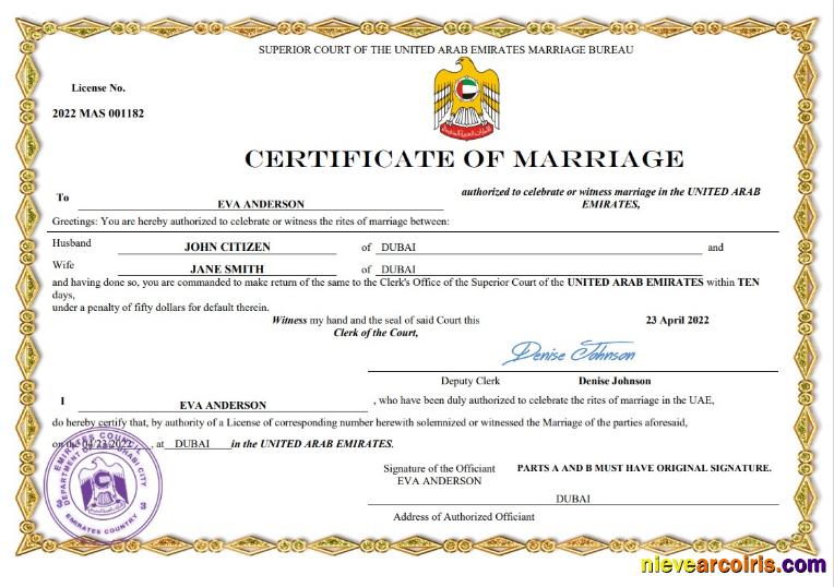 UAE marriage certificate